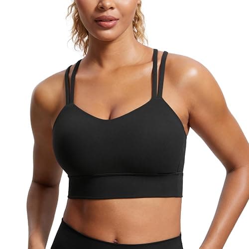 CRZ YOGA Softness Mold Butterluxe Strappy Longline Sports Bras for Women - Double Spaghetti Strap Workout Yoga Crop Top - Image 1