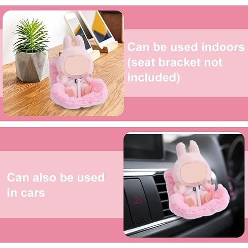 BOXOB Car Seat for Dolls, Cute Safety Have a Seat with Soft Furry Cushion Pink Sofa Car Air Vents Clip Desktop Decor Chair to Display Doll Toy Ornaments Decorations Accessories thumbnail 7
