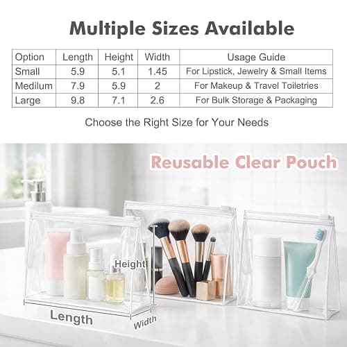 Clear Makeup Bags with Zipper, 60 Pack Cosmetic Bags Bulk Small Travel Toiletry Bag Zipper Pouch Mini Storage Organizer Reusable Plastic EVA Transparent Pouches for Organization Toiletries Bag, 5.9” thumbnail 4