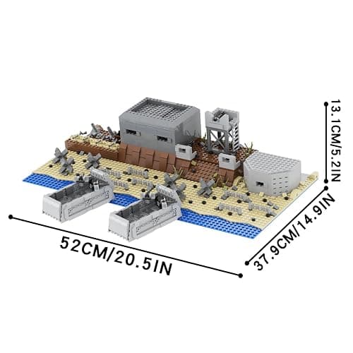 WMBickser 1120 Piece WW2 Landing Craft Battlefield Military Fortresses Building Block Set Toys for Kids.Including Fortresses,Landing Craft, Turrets.The Best Gift for Military Enthusiasts. thumbnail 2