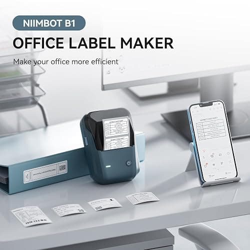 NIIMBOT B1 Label Maker Machine with Tape, 2 Inch Portable Sticker Printer for Home School & Small Business, Compatible with Phones & PC, Blue thumbnail 2