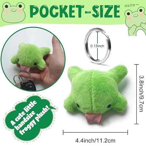 Agromusk Cute Frog Keychain,Kawaii Frog Plush Keychain,Green Frog Purse Bag Charms Funny Frog Decor Car Keys Gifts thumbnail 3
