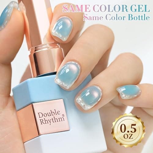 Double Rhythm 0.5 OZ Cat Eye Gel Polish with Magnet 15ML Holographic Glitter Shimmer Translucent Jelly Color Magnetic Nail Polish Salon DIY at Home (Fruit Teal Green-MC1211) thumbnail 7