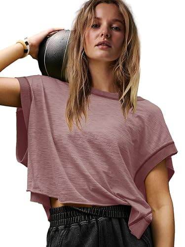 Panadila Womens Open Back Workout Top Oversized Workout T Shirts Backless Athletic Shirt Short Sleeve Baby Tee thumbnail 2