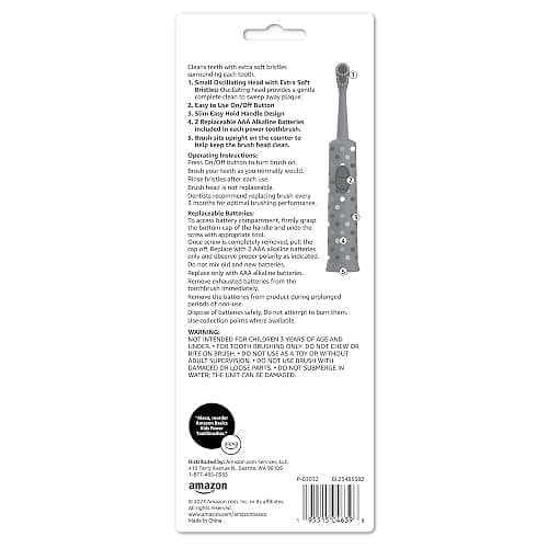 Amazon Basics Kids Battery Powered Toothbrush, 2 Count, 1 Pack (Previously Solimo) thumbnail 2