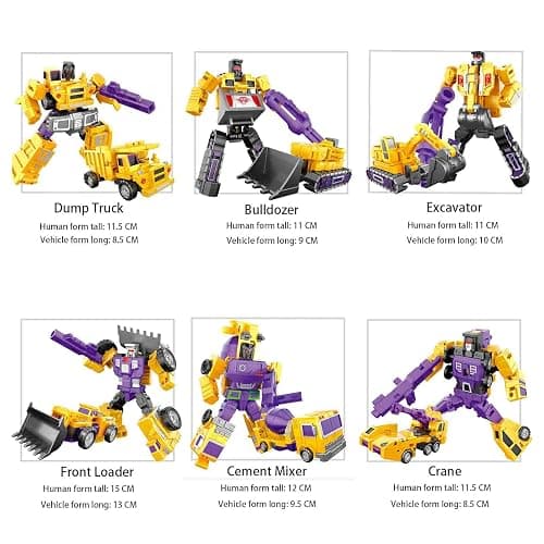 WILD HUNTER 6 in 1 Gravity Builder Constructor Engineering Truck Robot Combiner 11" Robot Transformations Construction Vehicles Figure Toys Model Gift thumbnail 4