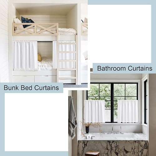 White Short Kitchen Curtains 24 Inch Length Blackout Rod Pocket Darkening Thermal Insulated Privacy Window Treatment Small Camper Curtain Drapes for Bathroom Travel RV (2 Panels, 42 by 24 Inches) thumbnail 6