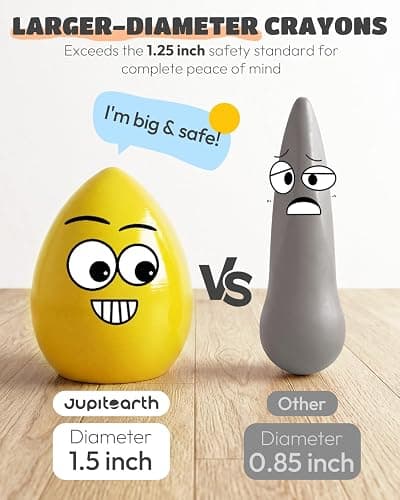 JUPITEARTH 12 Colors Egg Crayons for Toddlers 1-3, Palm-Grasp Non Toxic Jumbo Washable Crayons for Kids, Fat Brain Toys for Preschool Art Supplies and Perfect Easter Gifts for Boys and Girls thumbnail 4