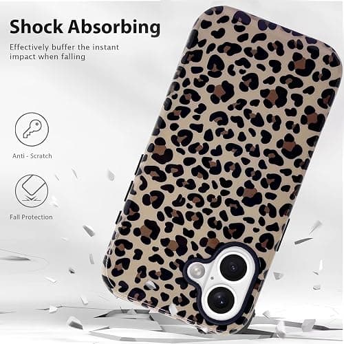 J.west Compatible with iPhone 16 Plus Case 6.7 inch with 2 Pack Tempered Glass Screen Protectors Cute Animal Leopard Hybrid Cover for Girls Women Aesthetic Protective Phone Cases Cheetah thumbnail 3