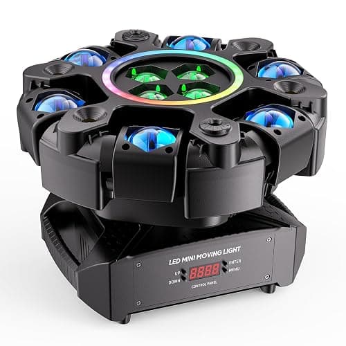 Moving Head DJ Stage Light 6-Arm RGBW with 4 Honeycomb Beams, 90° Swing 540° Rotate, White/Warm Strobe, Red/Green Starry Sky, Colorful Aperture Effects, Auto/DMX512 Control for Party Club Wedding - Image 1