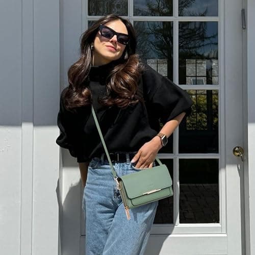 Roulens Small Crossbody Bag for Women,Cell Phone Purse Women's Shoulder Handbags Wallet Purse with Credit Card Slots thumbnail 2