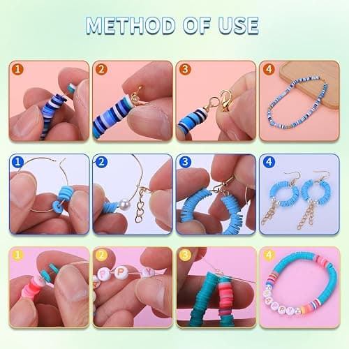 AIPRIDY Girls Toys Bracelet Making Kit, Clay Beads Jewelry Activity Kit, DIY Crafts Birthday Christmas Gifts for Girls Ages 5 6 7 8 9 10 11 12 Years Old (24 Colors 6500 Pcs) thumbnail 4