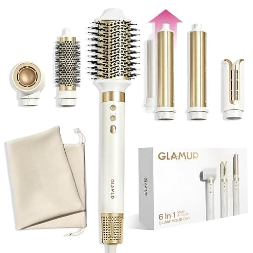 GLAMUP 6-in-1 Extra Long Wrap AirCurler, Hot Air Styler, Fast Drying | 110k RPM High-Speed Motor & Negative Ions, Frizz-Free, No Heat Damage, Volumizer & Straightener for All Types, Travel Pouch - Image 1