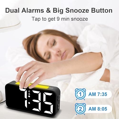 Topski Loud Alarm Clocks for Bedrooms Heavy Sleepers, Digital Clock with Night Light, Large Display, Dual Alarm, Snooze, Dimmable Bedside Alarm Clock for Kids Teens Boys Girls thumbnail 6