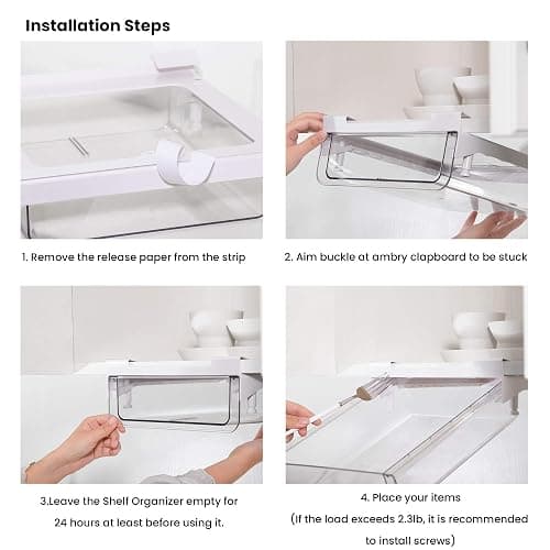 vacane Under Shelf Storage Drawer Pull Out, Under Cabinet Spice Rack Cupboard Storage Organizer Easy to Install, Durable Cabinet Basket for Kitchen Pantry, Kitchen Accessories - Under Shelf Drawer thumbnail 7
