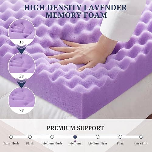 3 Inch Egg Crate Mattress Topper Twin, Gel Infused Memory Foam Mattress Topper for Pressure Relief, Breathable Mattress Pad Bed Topper in a Box, CertiPUR-US Certified, Purple, 38"×75" thumbnail 3