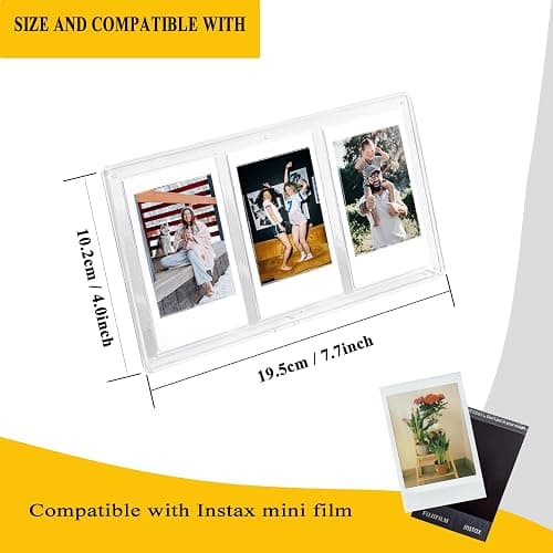 Leonuliy 3 Grids Clear Mini Photo Vertical Frame for Polaroid Fujifilm Instax Mini 8 9 11 12 EVO/NONS SL42 SL645 Instant Films. thumbnail 2