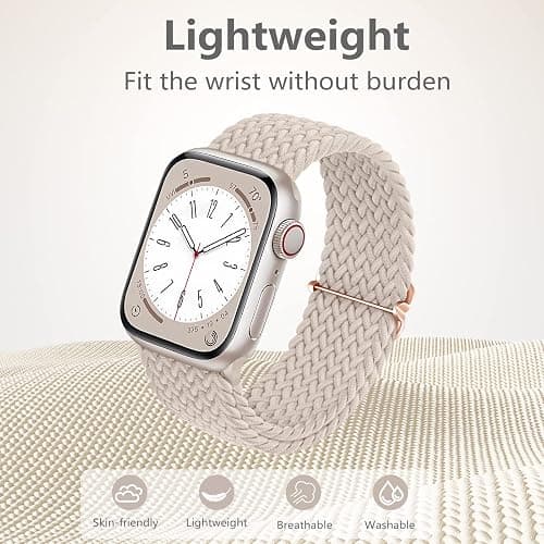 DaQin 4 Pack Braided Stretchy Solo Loop for Apple Watch Bands Women Men 40mm 41mm 42mm 44mm 45mm 46mm 49mm 38mm, Soft Nylon Elastic Sport Strap for iWatch Band Series 11 10 9 8 7 6 5 4 3 2 1 SE Ultra thumbnail 2