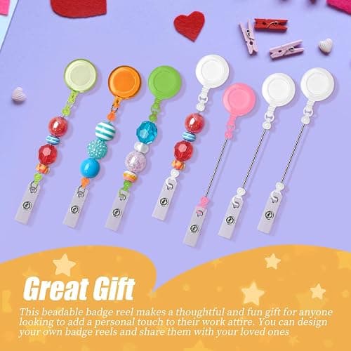 60 Pcs Beadable DIY Badge Holder Set Heavy Duty Retractable Keychain Badge Reel Clips ID Name Badge Clip with Belt Clip Blank Jewelry DIY Gift for Office Worker Doctor Nurse Employee Supplies thumbnail 6