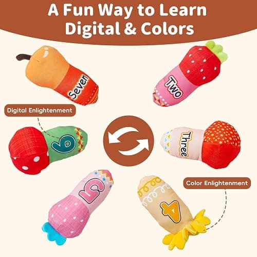 Jollybaby Montessori Sensory Hedgehog Toys for Baby 6-12-24-36 Months | Soft Plush Stuffed Pull Carrots Toy with Rattle & Crinkle, Preschool Education Learning Toy for 1 Year Old Birthday Gifts thumbnail 6