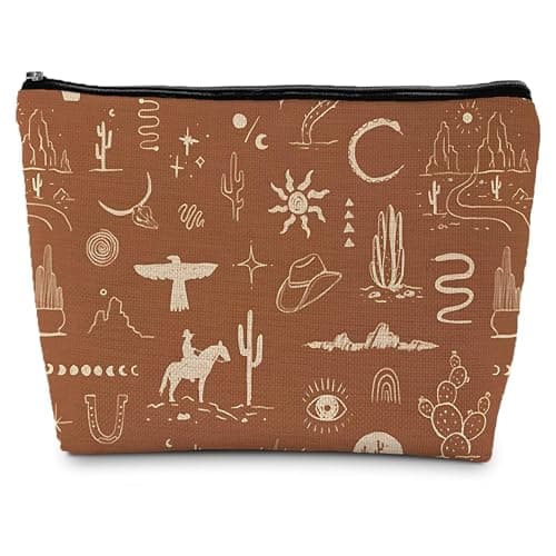Supwhd Vintage Western Makeup Bag, Cowgirl Western Gifts for Women, Western Cosmetic Bag Small, Western Zipper Makeup Bag Cosmetic Bag for Purse - Image 1