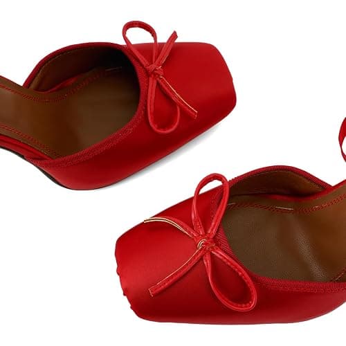 JilTrdWei Women's Ballet Heels for Women, Satin Ballerina High Heels with Ribbon Lace-Up, Square Toe Mary Jane Stiletto Heels for Party, Wedding & Formal Dress thumbnail 9