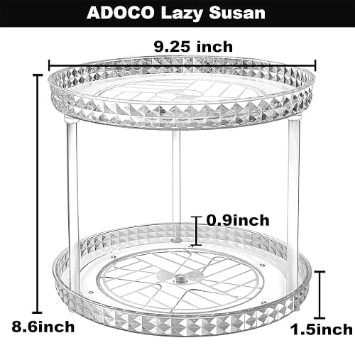 2 Tier Diamond Lazy Susan Bathroom Organizer Countertop, Clear 360 Rotating Cosmetic Makeup Organizer for Vanity, Skincare Organizers Perfume Organizer for Counter - Organization and Storage -9.25INCH thumbnail 6