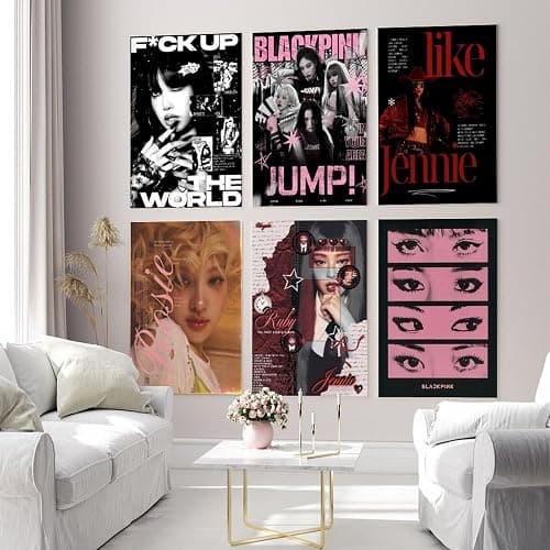 XKDOGKE A Set Of 6 Blackpink Poster Kpop Music Band Korean Girl Collage Für Zimmer, Ästhetische Leinwand-Wandkunst, Schlafzimmer-Dekor Posters 08x12inch(20x30cm) thumbnail 4