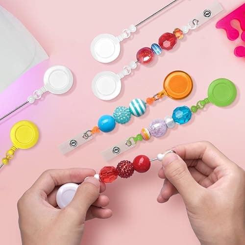 60 Pcs Beadable DIY Badge Holder Set Heavy Duty Retractable Keychain Badge Reel Clips ID Name Badge Clip with Belt Clip Blank Jewelry DIY Gift for Office Worker Doctor Nurse Employee Supplies thumbnail 3