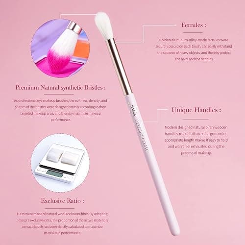 Jessup Eyeshadow Brushes 15pcs, Natural Eye Brush Set for Eyeshadow Blending Concealer Eyebrow Eyeliner, Blushing Bride T294 thumbnail 5
