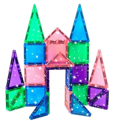 CreateOn Crayola Mini Magnetic PIP-Tiles, Building Set for Kids, Magnetic Building Toys for Kids, STEM Travel Toys for Boys and Girls Ages 3+, 24-Piece Set (Glitter) thumbnail 4
