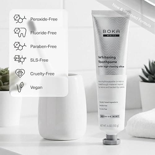 Boka Toothpaste - Fluoride Free Toothpaste, Nano Hydroxyapatite Toothpaste | Appropriate for Sensitive Teeth - Adult Oral Care - Clinically Tested - Whitening - 4 Oz, 1PK thumbnail 4