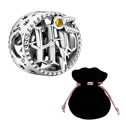 JABEDE Charm en argent S925 inspiré de la saga Harry compatible avec les bracelets des grandes marques et pochette noire élégante pour la Saint Valentin, estandar, Argent sterling Argent sterling 925 - Image 1