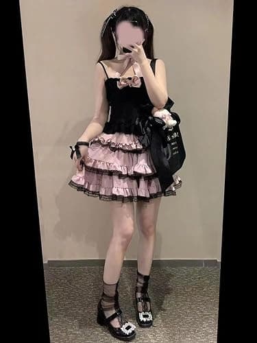 Pokn Y2K Lolita Fashion Cake Skirt - Short Mini Skirt with Bow thumbnail 5