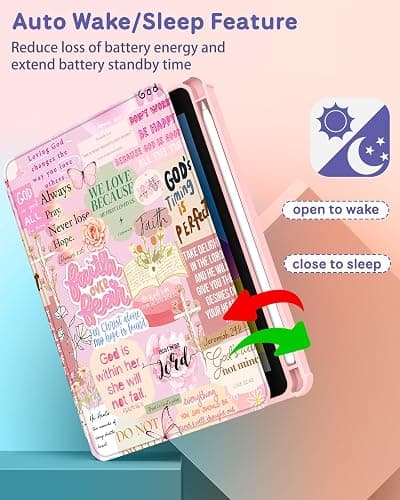 Uppuppy for iPad mini 7 Case (A17 Pro) for iPad mini 6th Generation Case - 360 Rotating Stand Folio Smart Cover with Pencil Holder for Women, Christian Words for Apple Tablet Mini 8.3 inch 2024/2021 thumbnail 5