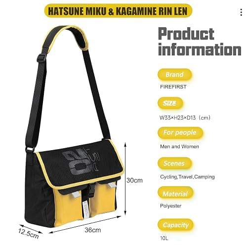 FIREFIRST Collaboration Series Crossbody Shoulder Messenger Bag for Hatsune Miku & Kagamine Rin/Len thumbnail 9