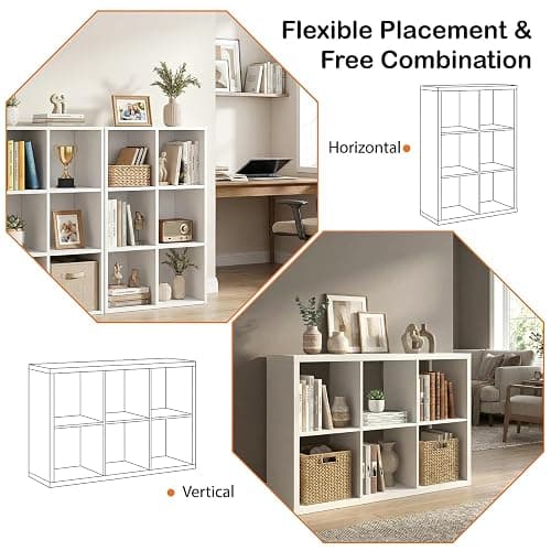 WannabeMyself【2026 Wooden Thick Frame】 6 Cube Storage Organizer with Anti-Tipping Kits, Reversible Open Back Book Shelf,Bookcase for Living Room,Bedroom,Entrance Hall,Office,11.6×36.3×24.6,White thumbnail 4