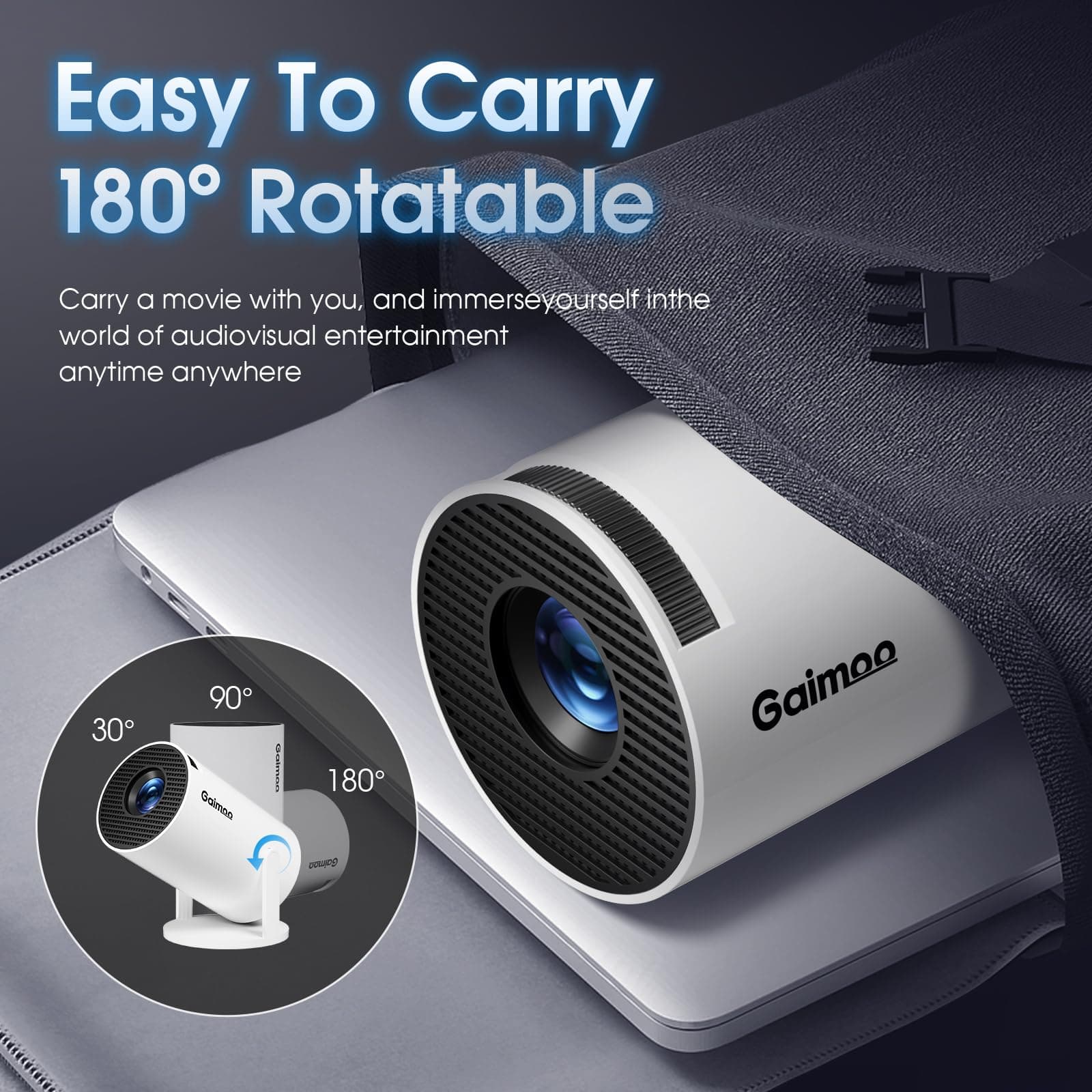 [Built-in App] Mini Projector 1080P FHD 4K Support Projector with Mouse Portable Projector with WiFi and Bluetooth 180° Adjustable Auto Keystone HDMI/TV Stick/PS5/Laptop, with HDMI Cable & Mouse thumbnail 3