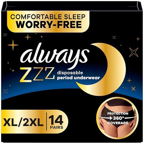 Always ZZZ Overnight Disposable Period Underwear for Women Extra Large/2LX, 360° Coverage for Worry-Free Nights, 14 Count (2 Packs of 7) - Image 1
