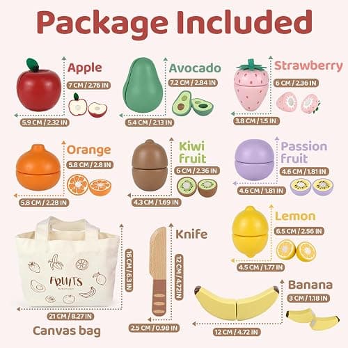 Beberolen Frutta Legno Tagliare Giocattolo, Accessori Cucina Giocattolo Legno Bambini Bambina, Set Cibo Finto Giochi Utensili Cucina Bambini, Regalo Compleanno Pasqua Halloween Natale Bambino 3+ Anni thumbnail 2