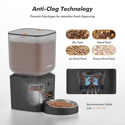 Automatic Dog Feeder - 8L/34 Cups Large Capacity Automatic Cat Food Dispenser with LCD Screen, Large Food Tray, Battery Operated, Timed Cat Feeder, Up to 50 Portions 6 Meals Per Day, Keeps Fresh thumbnail 4