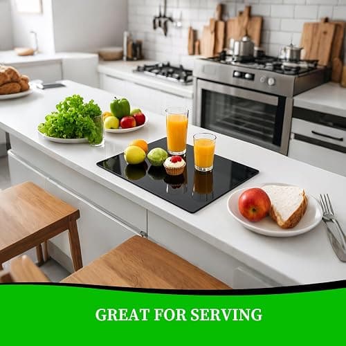 Tempered Glass Cutting Board for Kitchen, Black Cutting Board for Countertop, Dishwasher Safe, Scratch Resistant, Heat Resistant, Shatter Resistant (16"x12") thumbnail 5