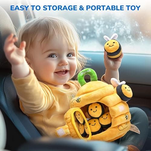 JoyCat Baby Toys 6-12 Months, Soft Baby Beehive with 5 Sensory Bees, Rattle, Crinkle Paper, Mirror, Busy Montessori Toys for Toddlers 0-3 Years Old, Sensory Toy for Babies Boy Girl Birthday Gifts thumbnail 7