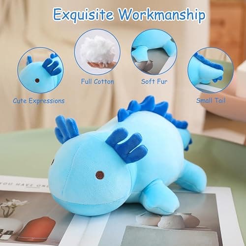 SQEQE Weighted Axolotl Plush Toy, Blue Axolotl Stuffed Animals Cute Plush Pillow, Kawaii Weighted Stuffed Animals Gifts for Girls & Boys Blue 23.6 Inch, 3.1 Lbs thumbnail 4