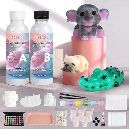 Taba Squishy Kit - Make Slow-Rising Fufu Soft Squishies with Animal Molds & A:B Ratio Liquid Silicone Gel for Crafting Lovers (14oz) thumbnail 2