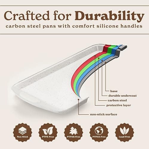 Country Kitchen Nonstick Stackable Bakeware Set - Durable, Easy Release Baking Set, Cream, 14 Pcs thumbnail 6