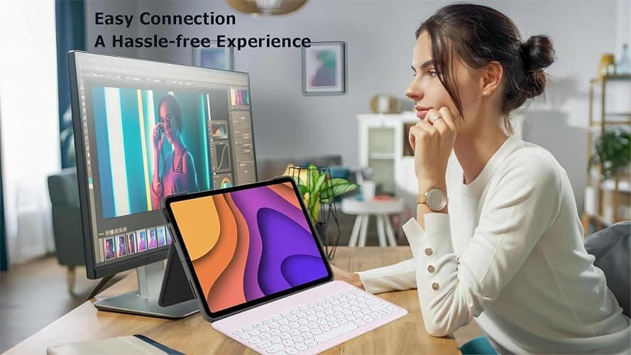 Wireless Bluetooth Keyboard and Mouse Combo Pink Portable Small Slim Typewriter Compact Ergonomic Travel Wireless Keyboard Mouse for iPhone iPad Mac MacBook Pro Air Laptop Android Phone Samsung Tablet thumbnail 2
