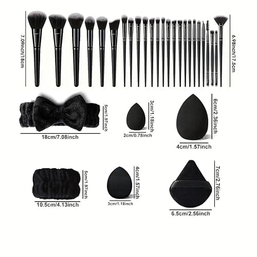 HGHDBT 36Pcs Black Makeup Brushes Set Professional Makeup Kit Multi-functional Makeup Tool Set with Facial Makeup Accessories, Foundation Makeup Brush Kit Eye and Face Make up Brushes & Tools thumbnail 4