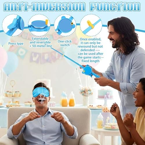 Tasdurian 12 Set Baby Shower Games Fishing The Pacifier Blindfolds Feeding Games Funny Baby Shower Gender Reveal Party Game Bridal Showers Gifts for Women Men Guest Cosplay Wedding Parties (Blue) thumbnail 4