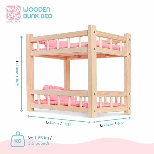 Wooden Doll Bunk Bed For Up To 14" Dolls - Great gift, perfect doll accessory thumbnail 3